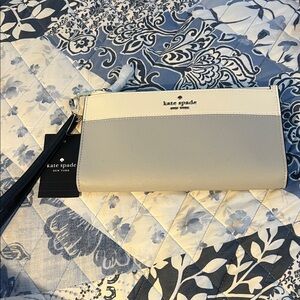 kate spade Two-Tone Cream and Light Gray Wristlet